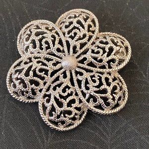 Trifari Floral Filigree Brooch